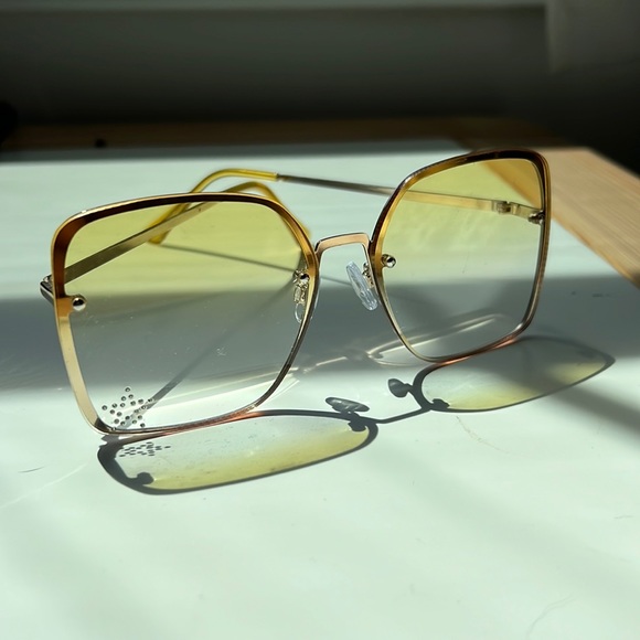 Urban Outfitters Accessories - ❎SOLD❎Urban Outfitters Yellow Gradient 100% UV Protection Sunglasses rhinestones